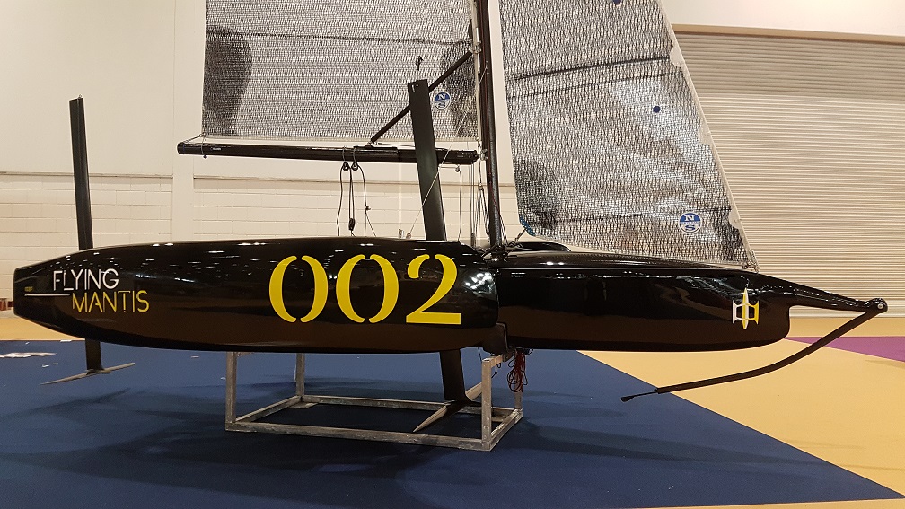 Flying Mantis debut launch london boat show foiling trimaran dinghy sailing